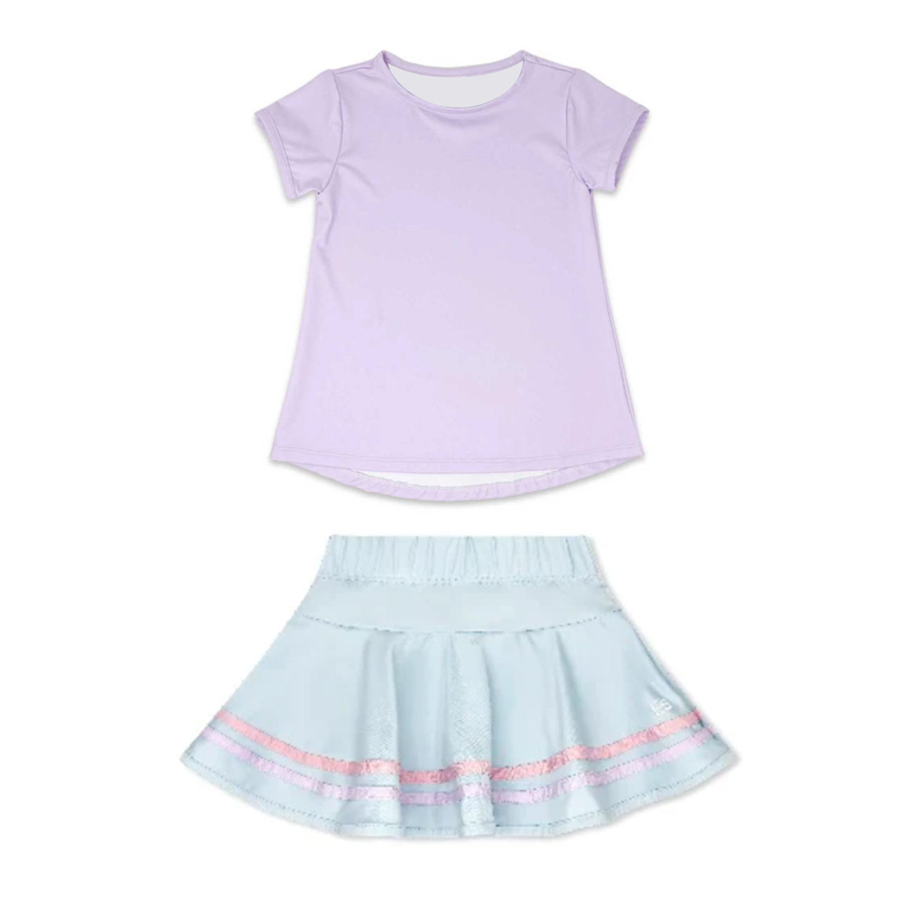 Lavender yoga top matching skirt kids girls summer clothes preorder
