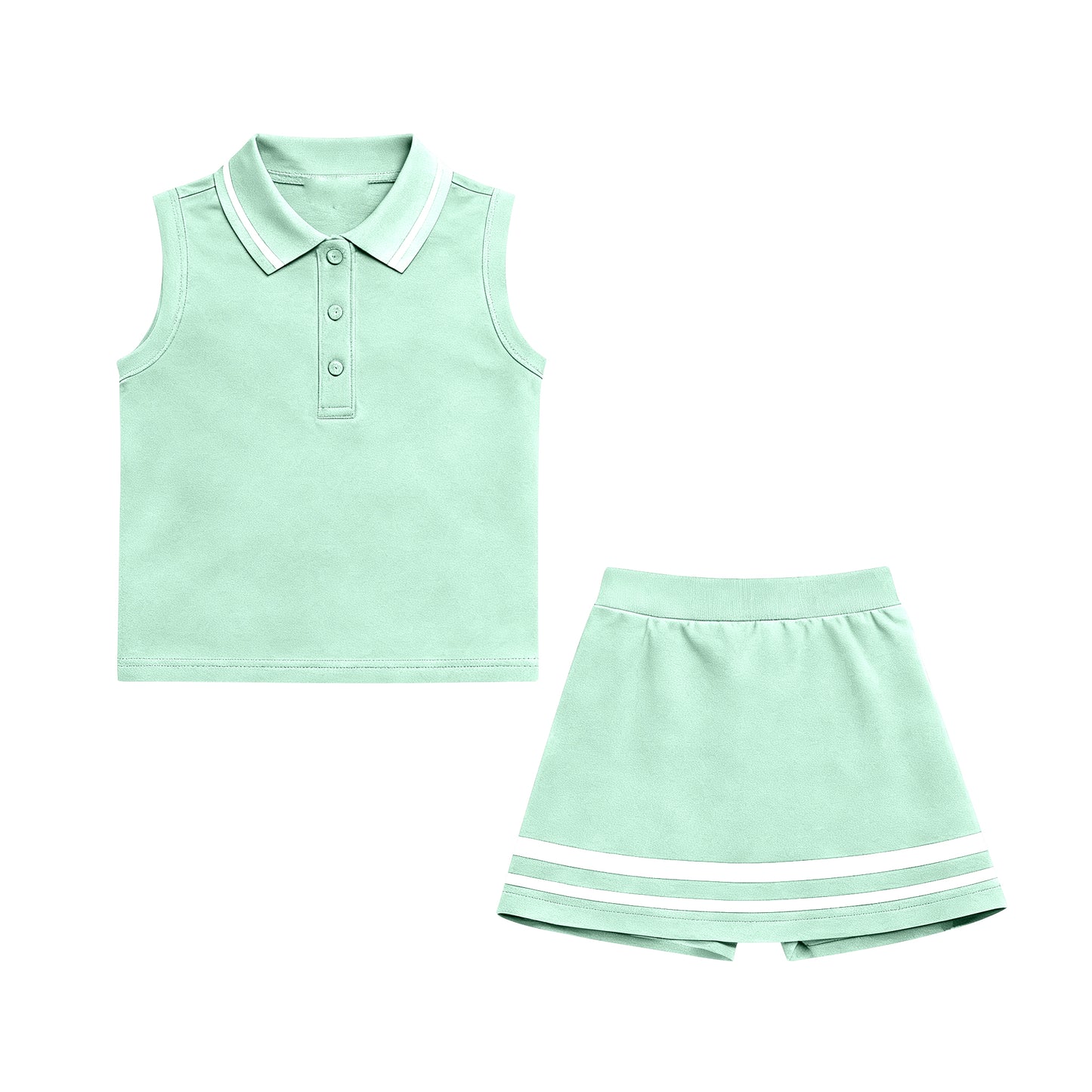Light green yoga top matching skirt girls summer active wear outfit preorder