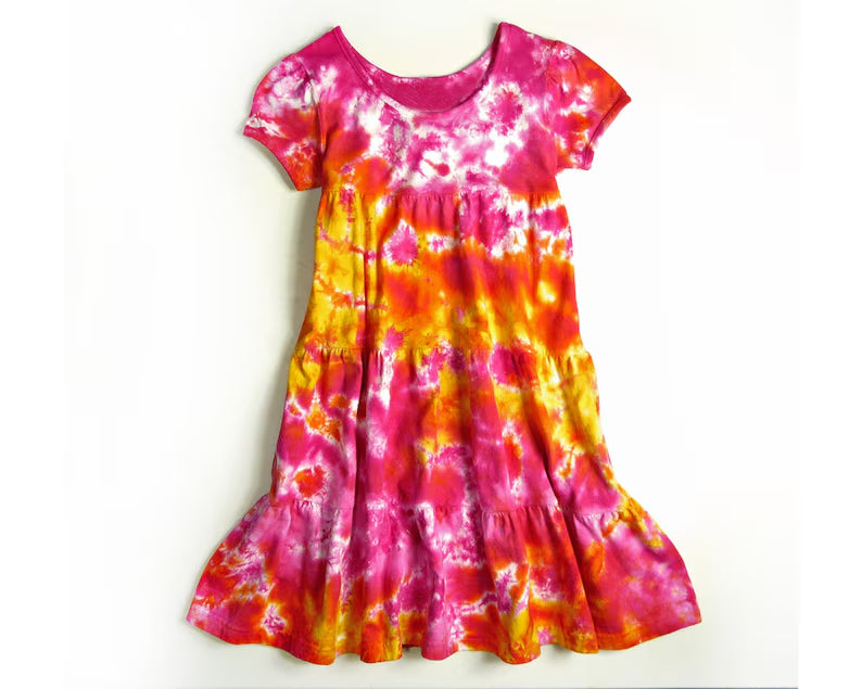 Tie dye baby girls short sleeve summer dress preorder
