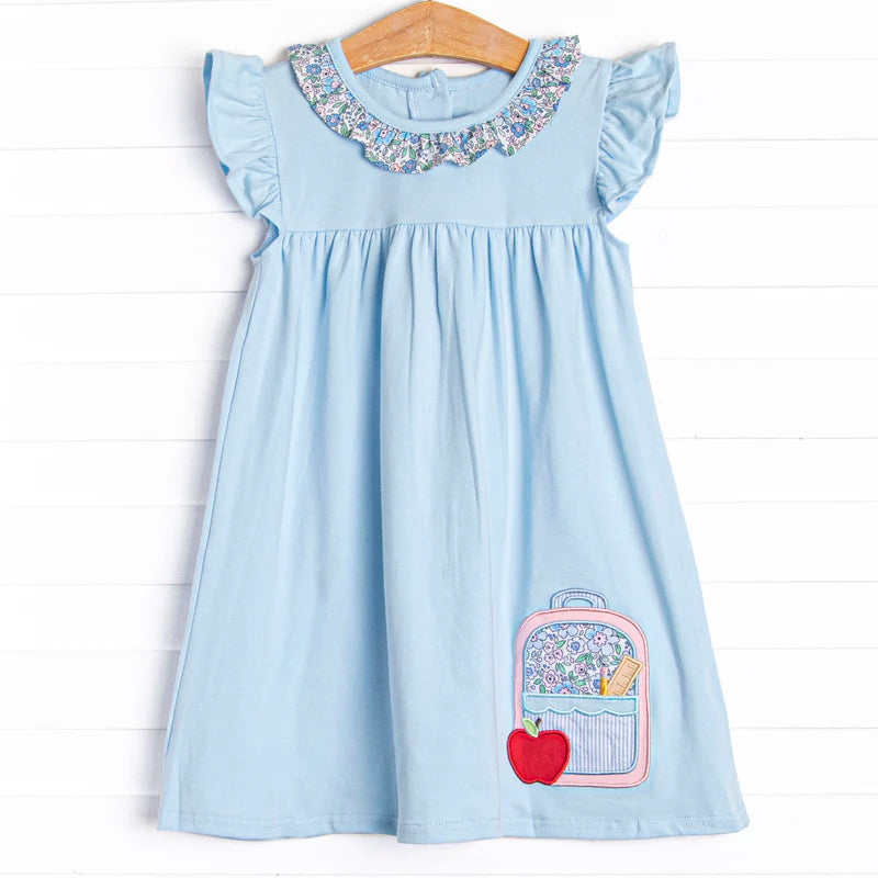 Back to school apple design kids girls dress preorder