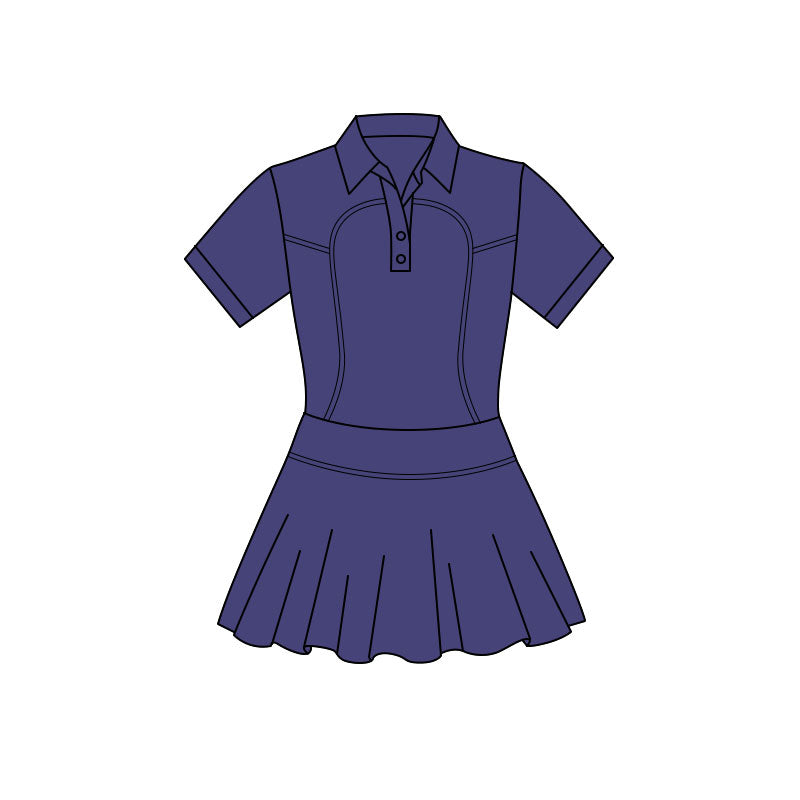 Purple color baby girls short sleeve polo design yoga dress preorder