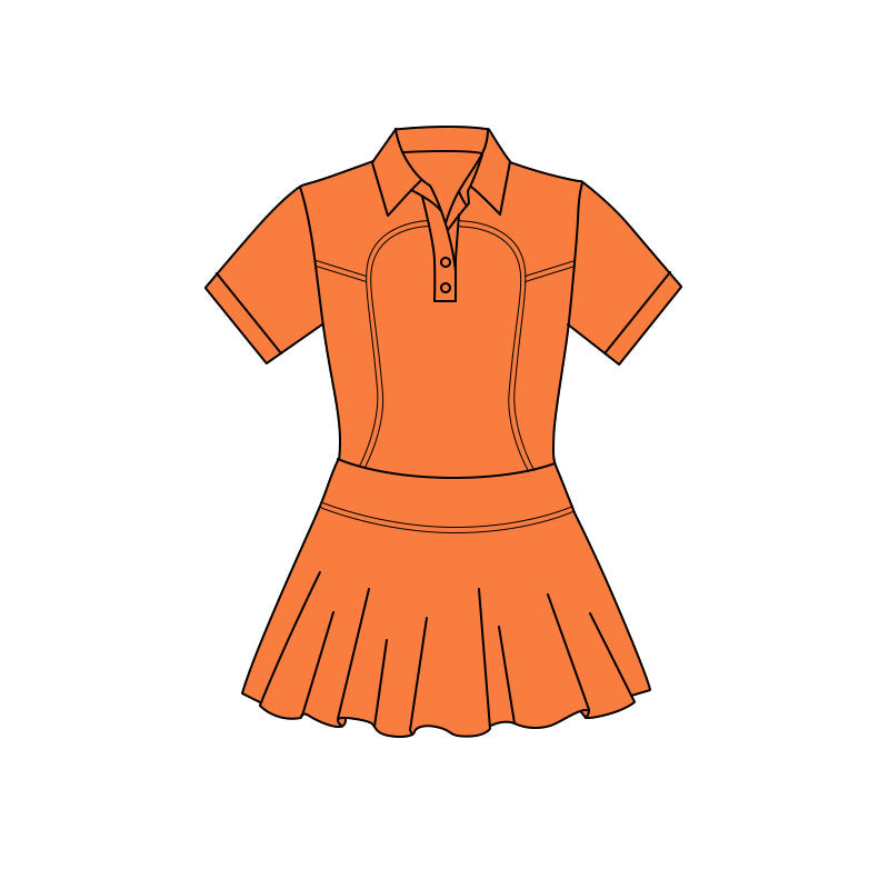 Orange color baby girls short sleeve polo design yoga dress preorder