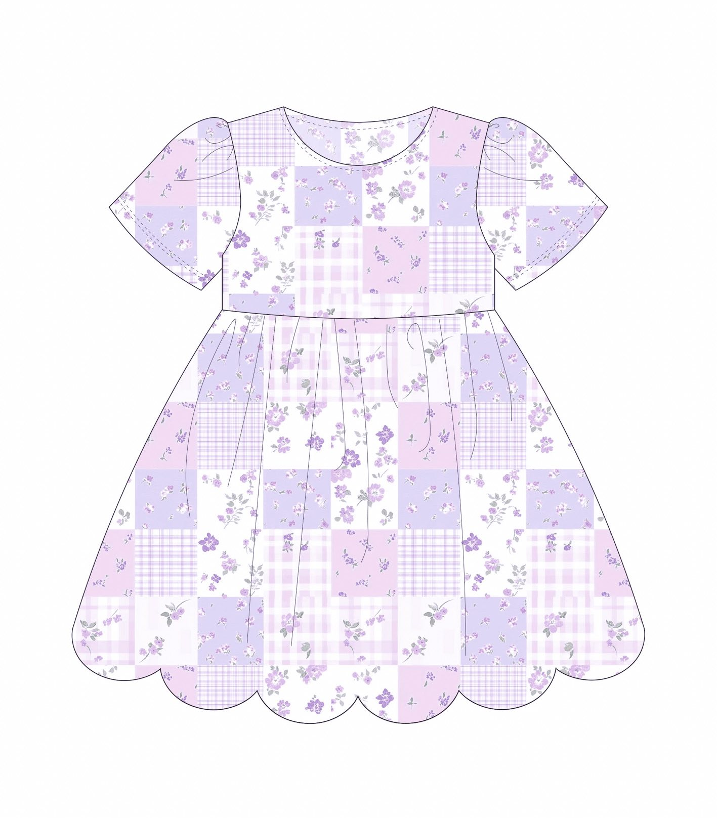Lavender floral girls short sleeve dress preorder