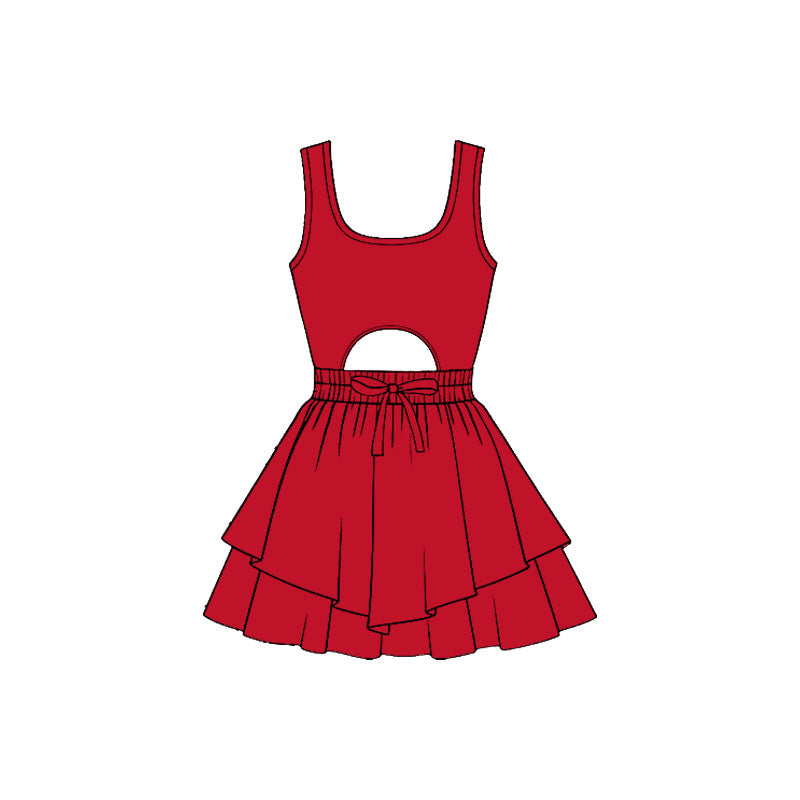 Red color baby girls summer yoga dress preorder
