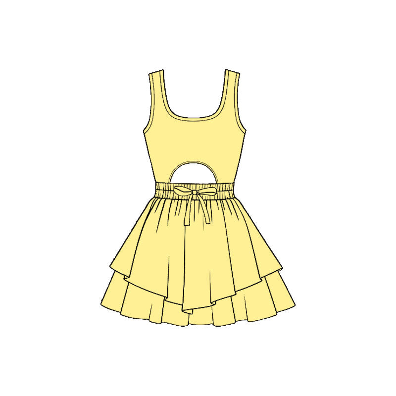 Yellow color baby girls summer yoga dress preorder