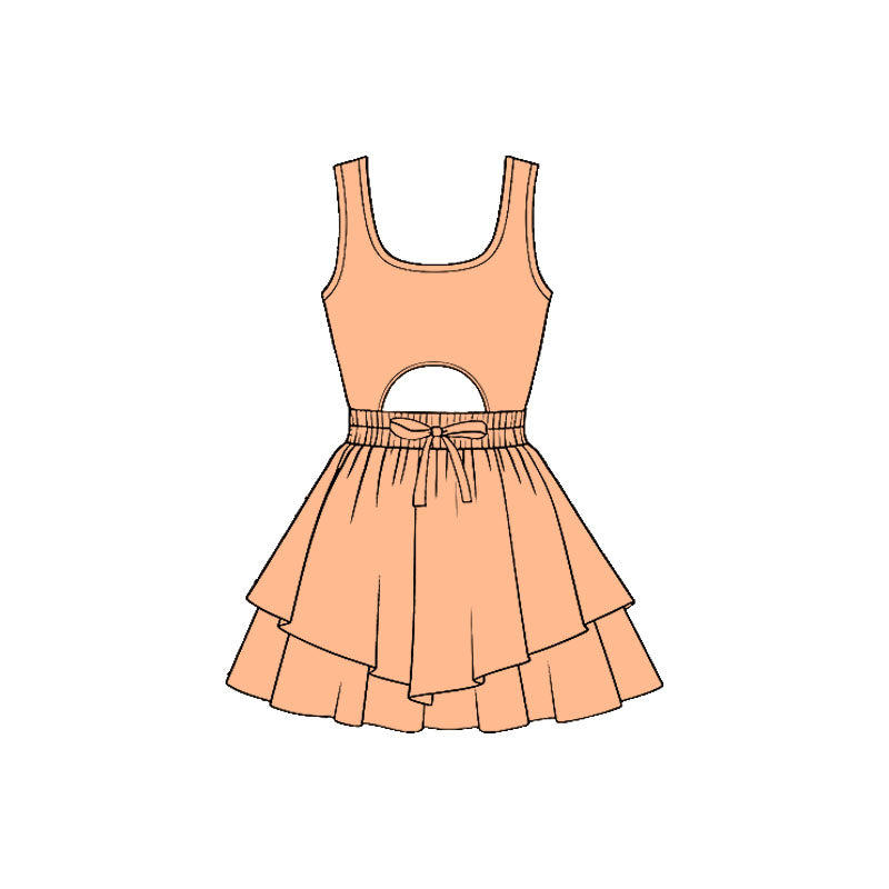 Orange color baby girls summer yoga dress preorder