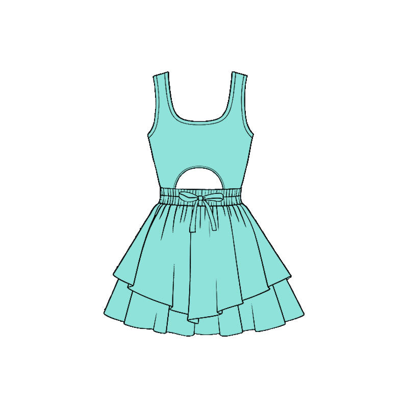 Light blue color baby girls summer yoga dress preorder