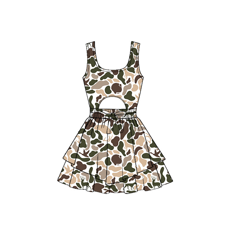 Deer duck camo baby girls summer yoga dress preorder