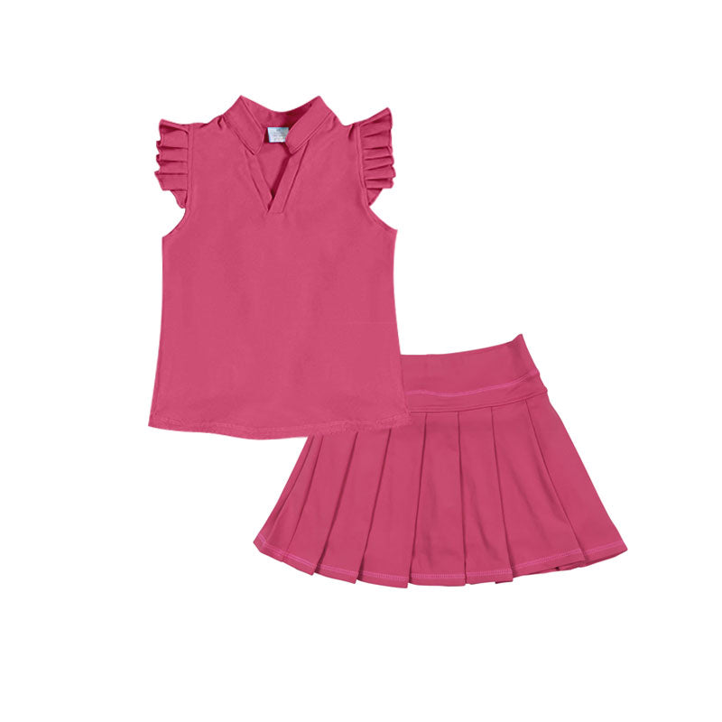 Hot pink yoga tank top matching skirt girls summer active wear outfit preorder