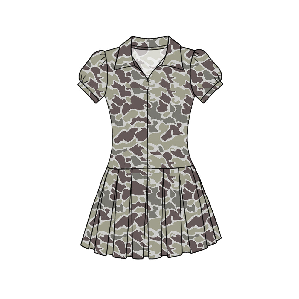 Dark grey camo baby girls summer yoga polo dress preorder
