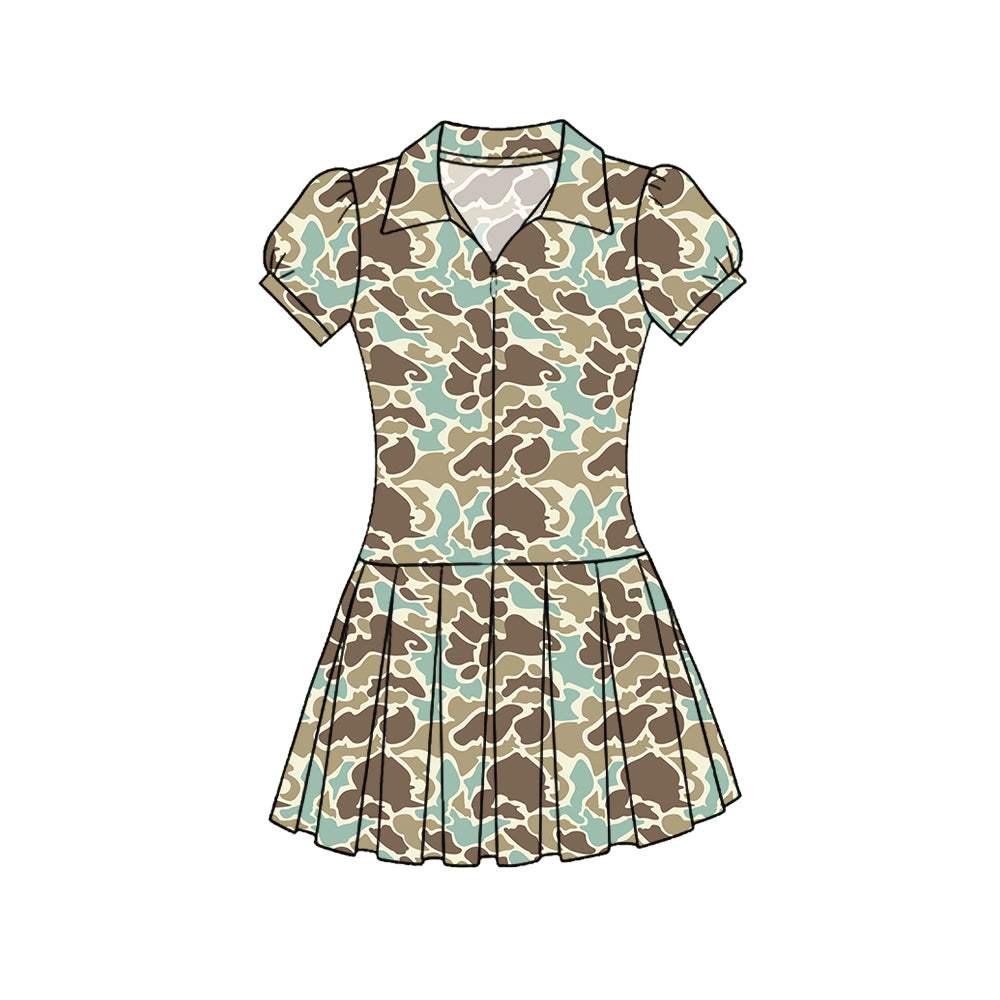 Light brown camo baby girls summer yoga polo dress preorder