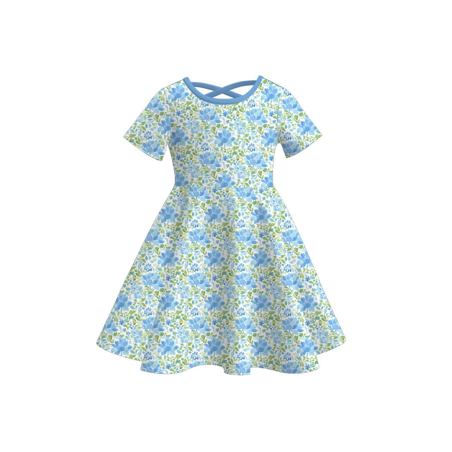 Blue floral design girls summer dress preorder