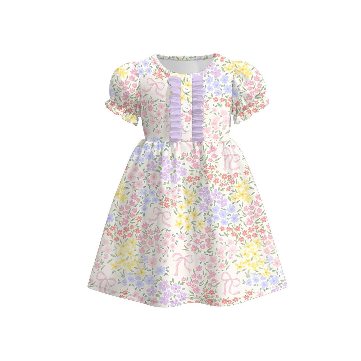 Pink blue floral design girls summer dress preorder