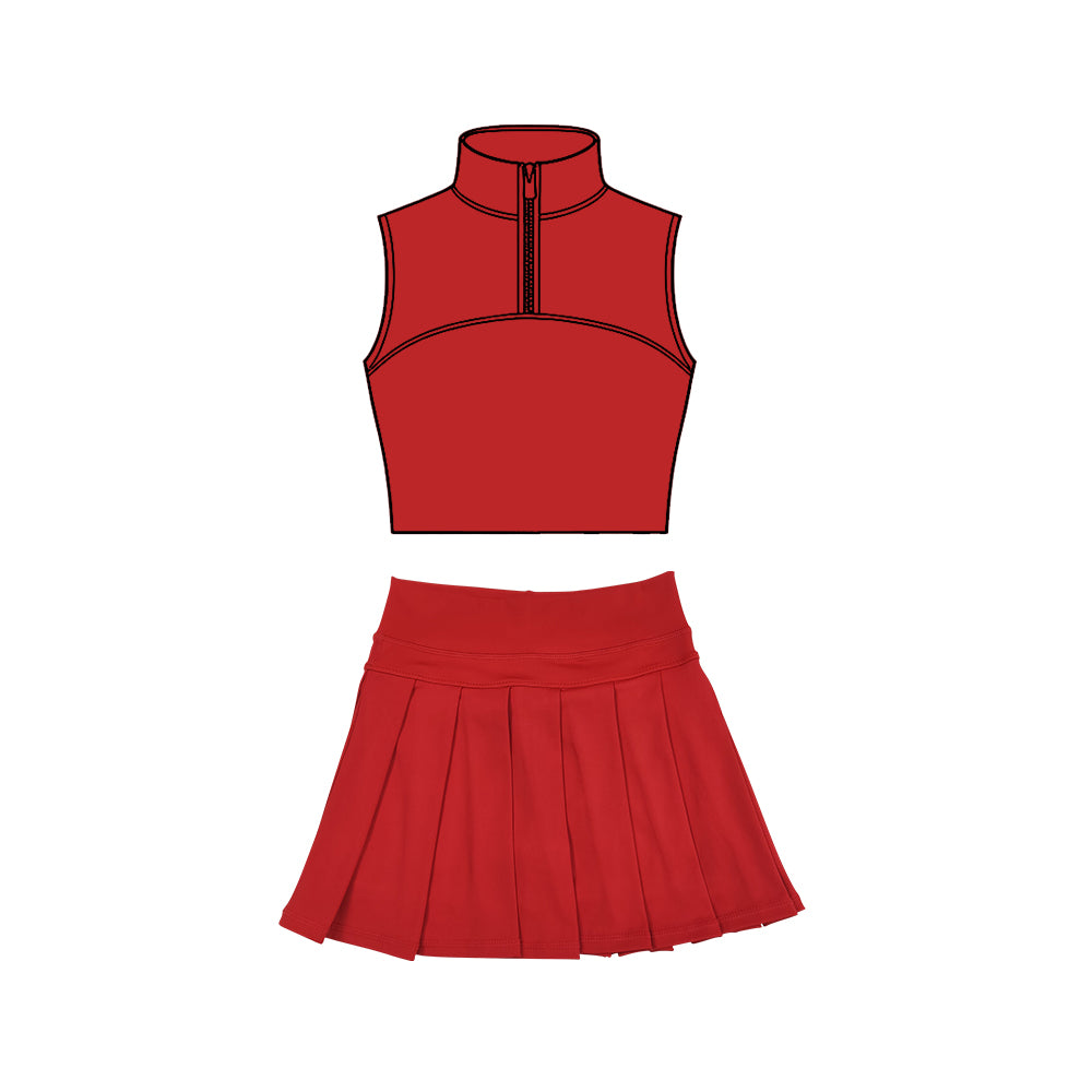 Red tank top matching skirt girls summer active wear outfit preorder