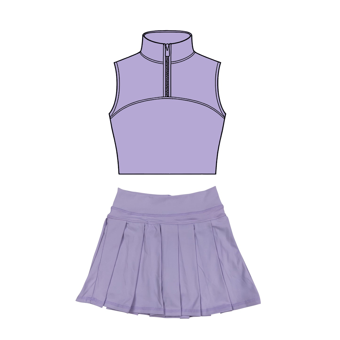 Lavender tank top matching skirt girls summer active wear yoga outfit preorder