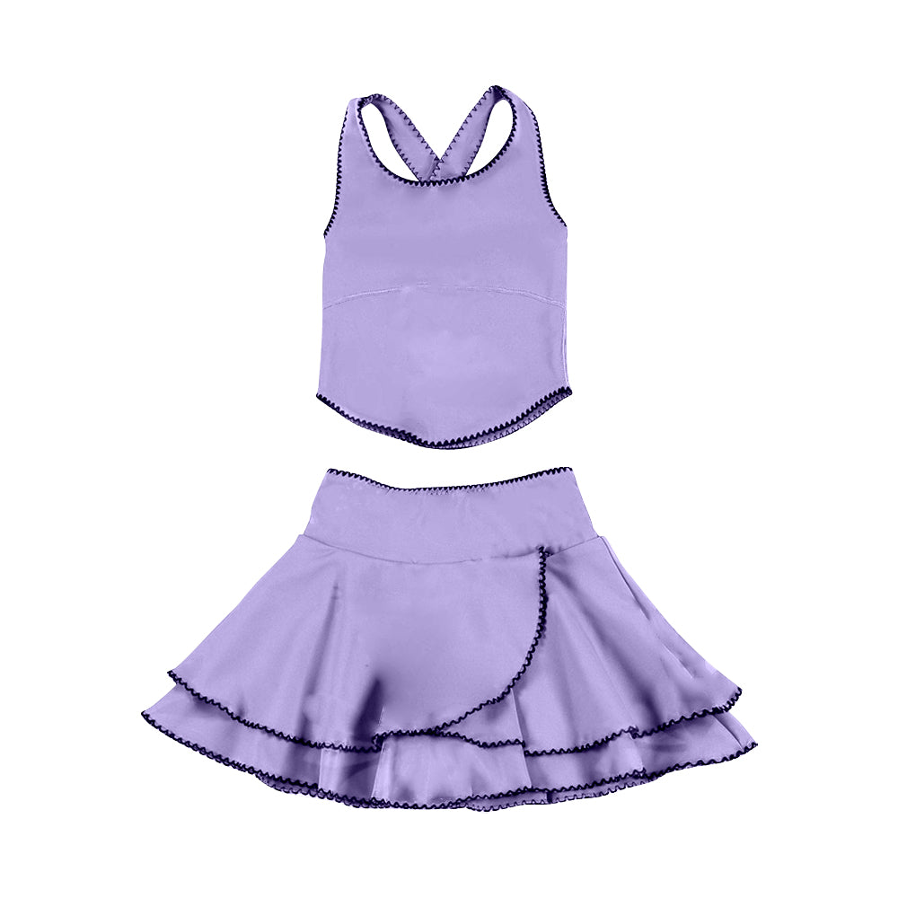 Lavender tank top matching skirt girls summer active wear yoga outfit preorder
