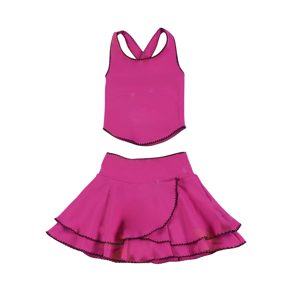 Hot pink tank top matching skirt girls summer active wear yoga outfit preorder