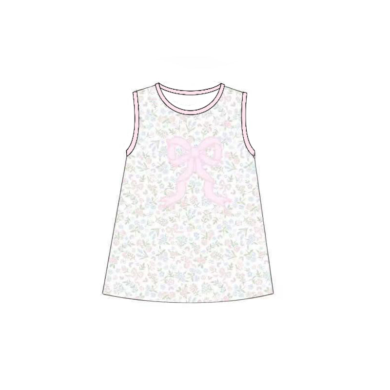 Pink bow floral girls summer dress preorder