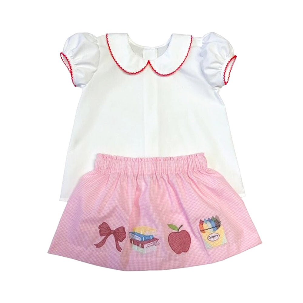 Back to school top matching skirts girl outfit preorder