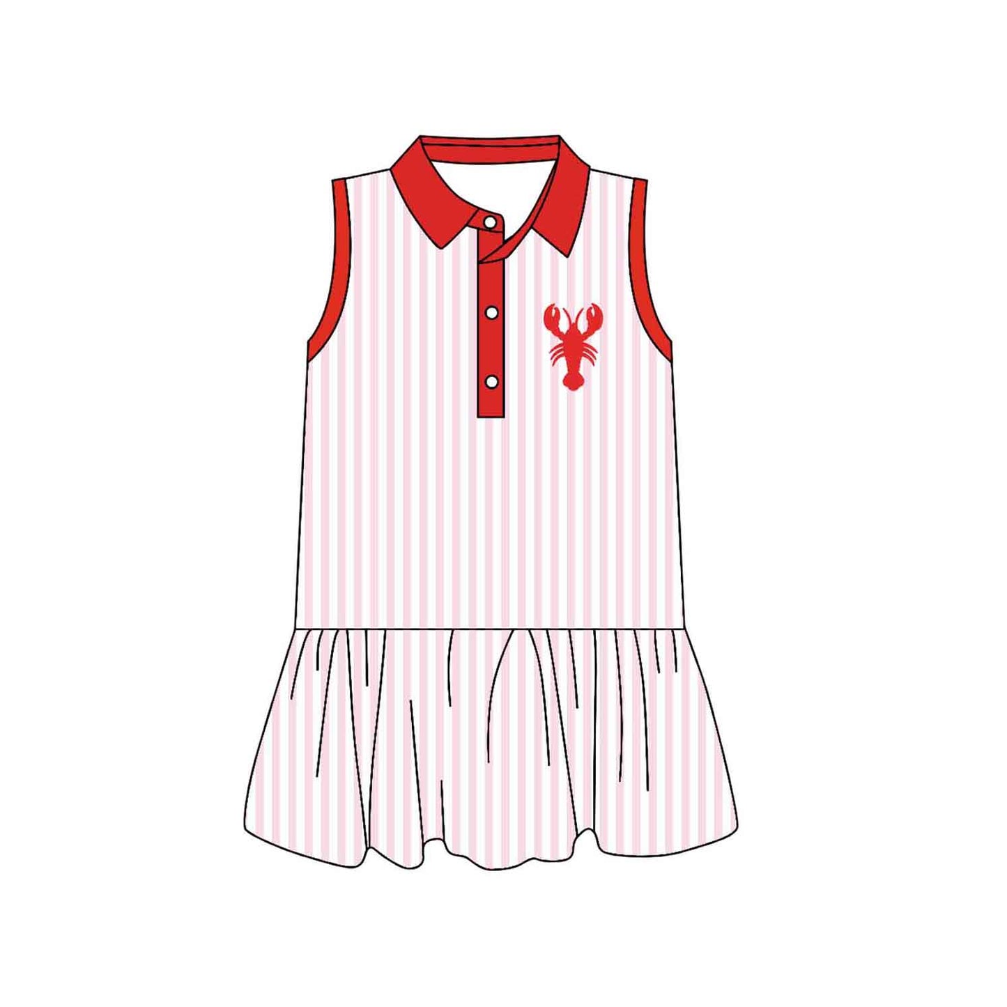 Crawfish design toddle baby girls dress preorder