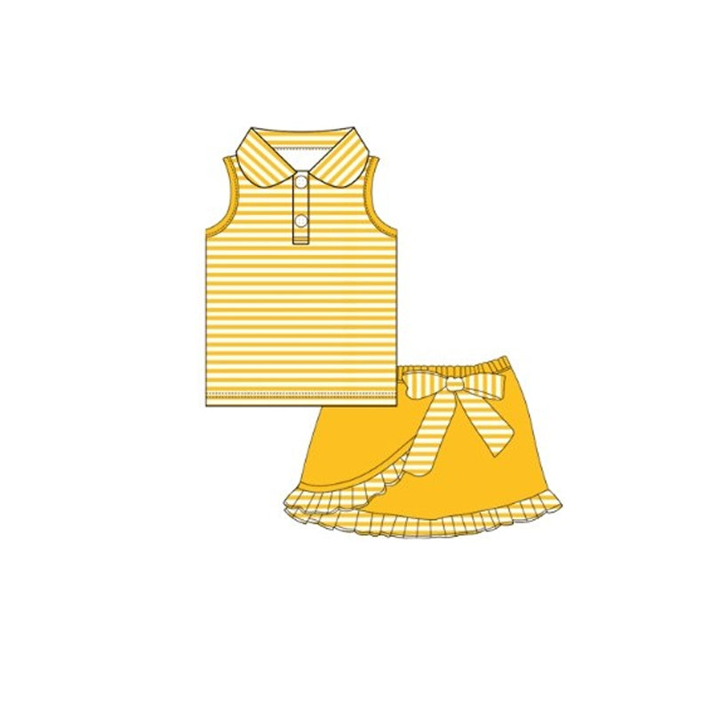 Yellow tank top matching shorts girls summer outfit preorder