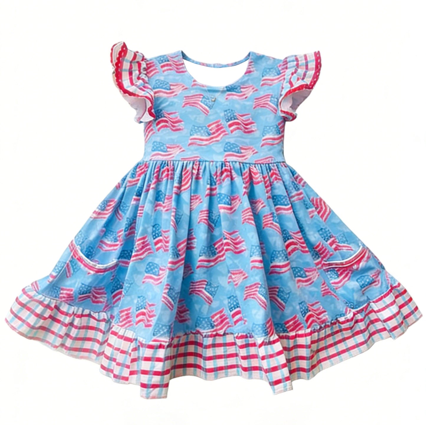 America flag july 4th design toddle baby girls dress preorder
