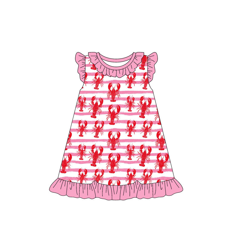 Crawfish design toddle baby girls dress preorder