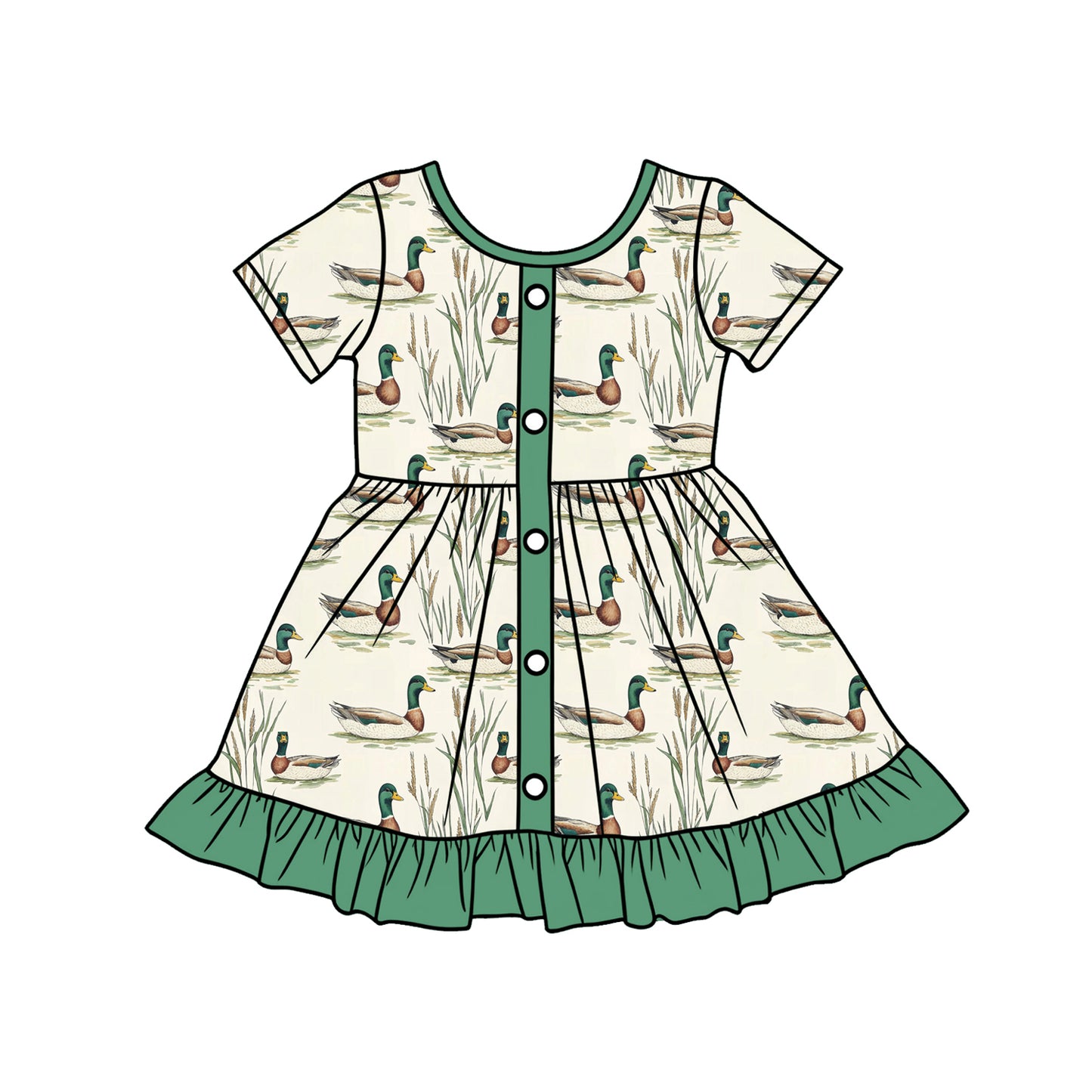 Mallard duck kids girls short sleeve dress preorder
