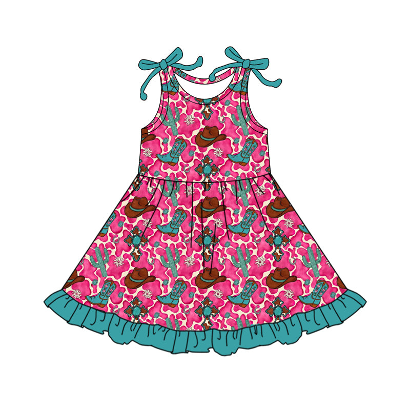 Western boots design girls dress preorder