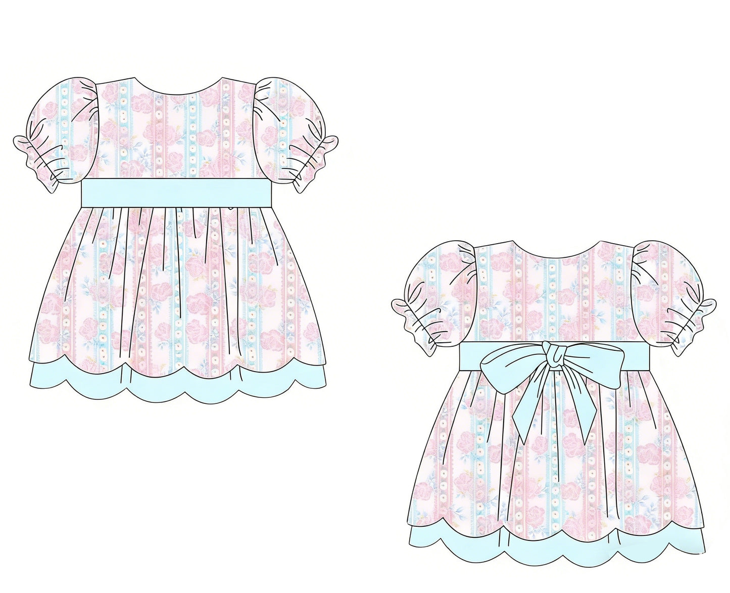 Pink bow print girls summer dress preorder