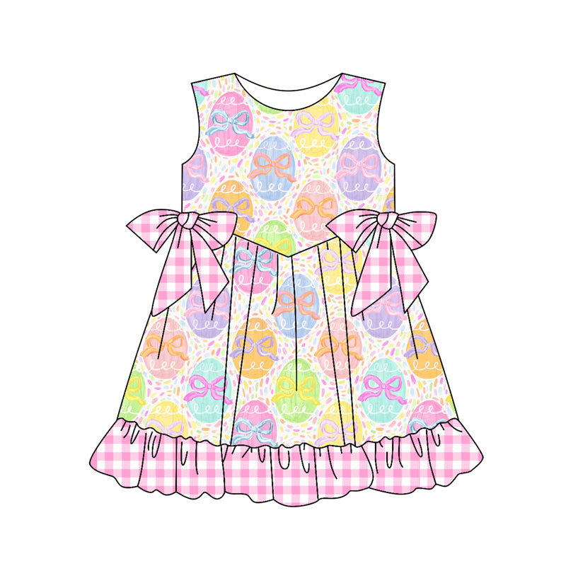 Easter eggs bow design girls summer dress preorder