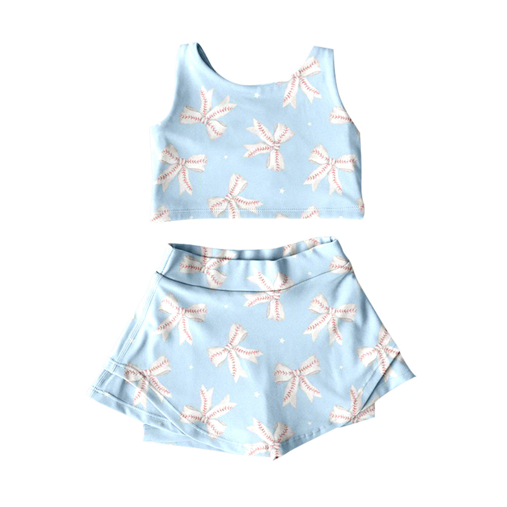 Baseball bow tank top matching skirt girls active wear yoga outfit preorder