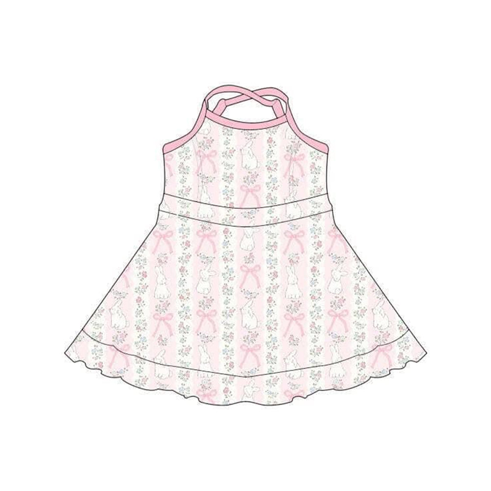 Easter bunny floral design girls yoga dress preorder