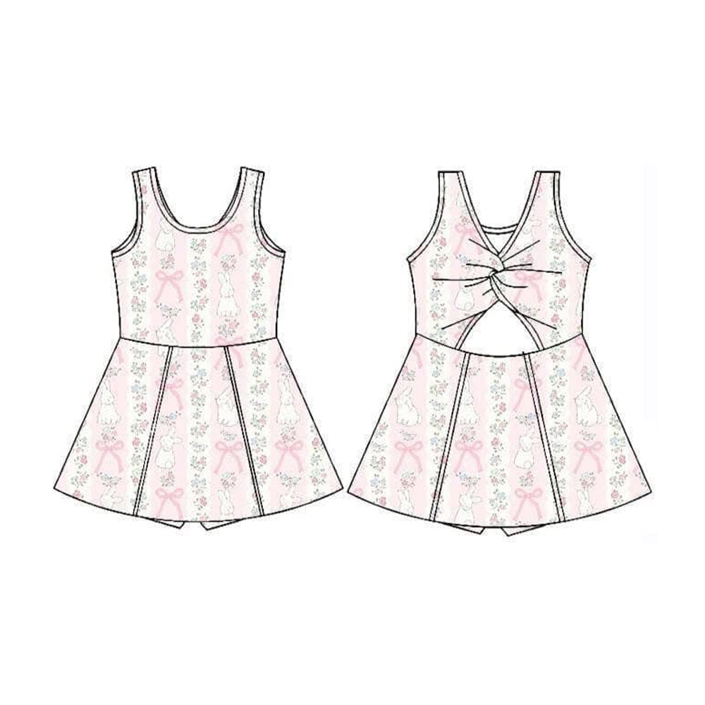 Easter bunny floral design girls yoga dress preorder