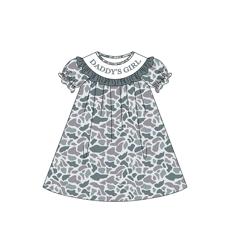 Daddys girl light grey camo design toddle girls dress preorder