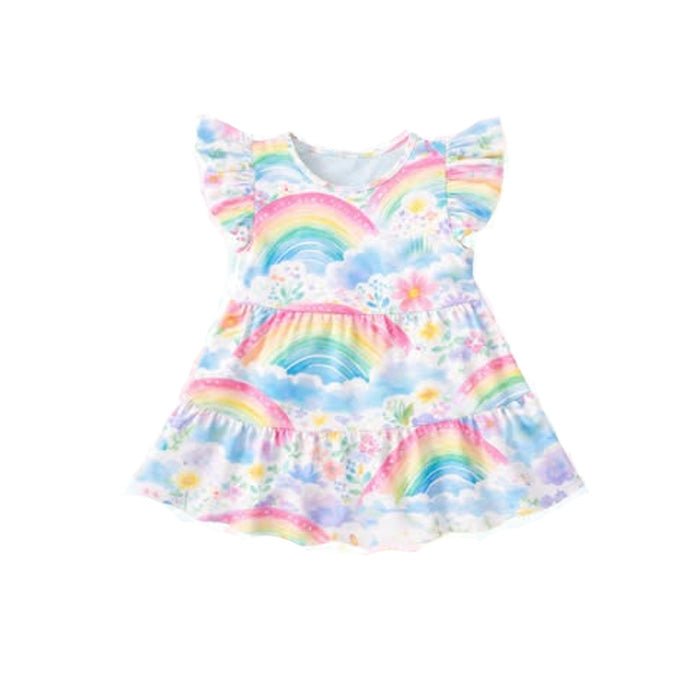 Rainbow flowers design girls summer dress preorder