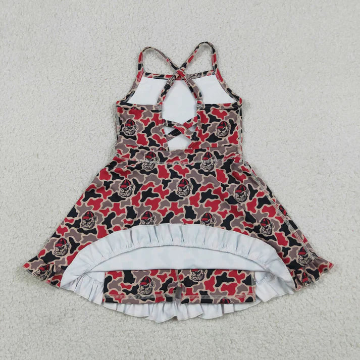 Camo team design girls summer active yoga dress