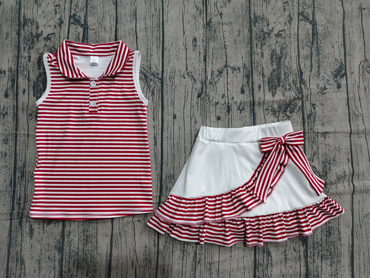 Brown stripes top matching skirt toddle baby girls yoga outfit preorder