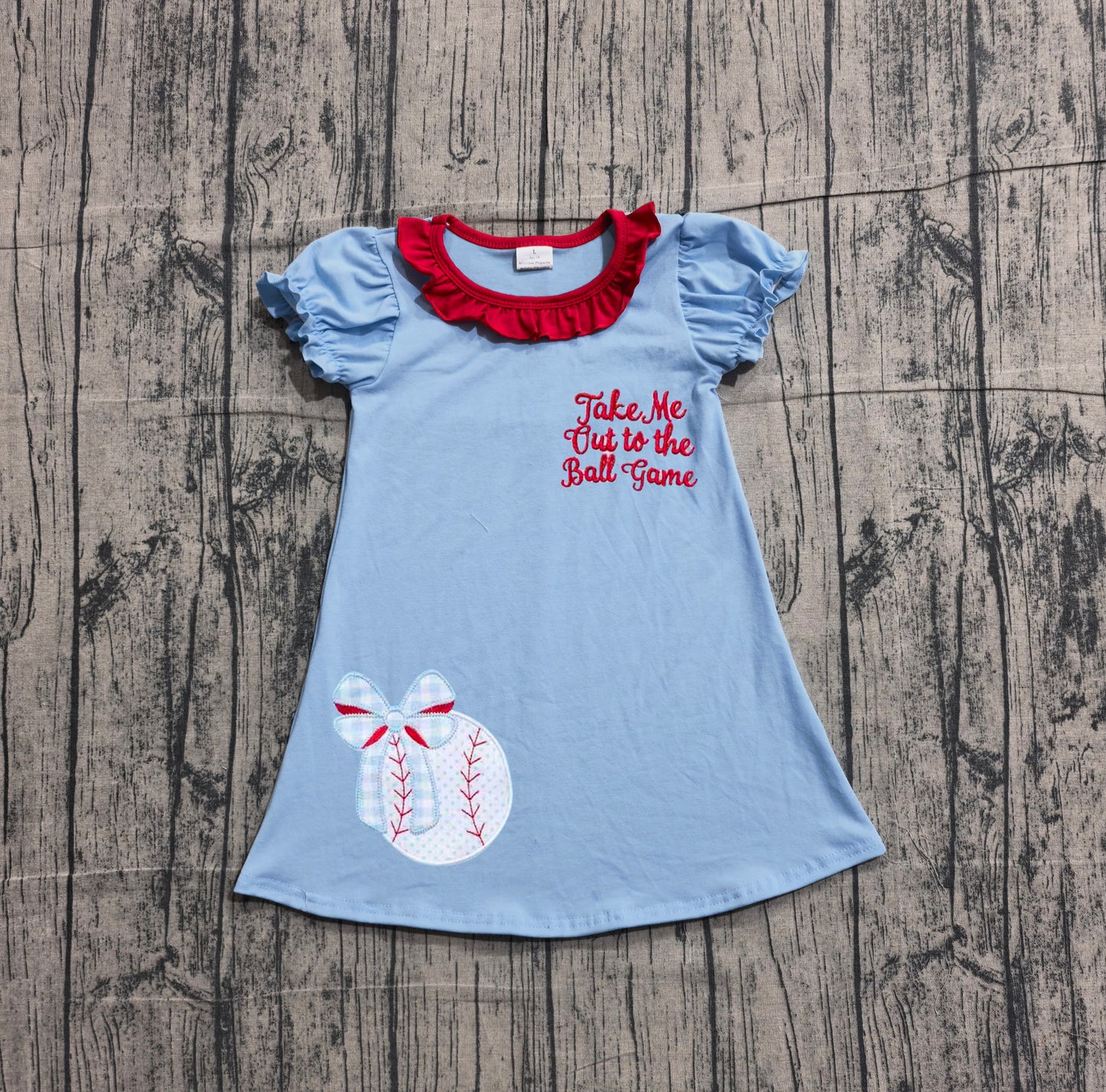 Embroidery Baseball print girls summer dress preorder