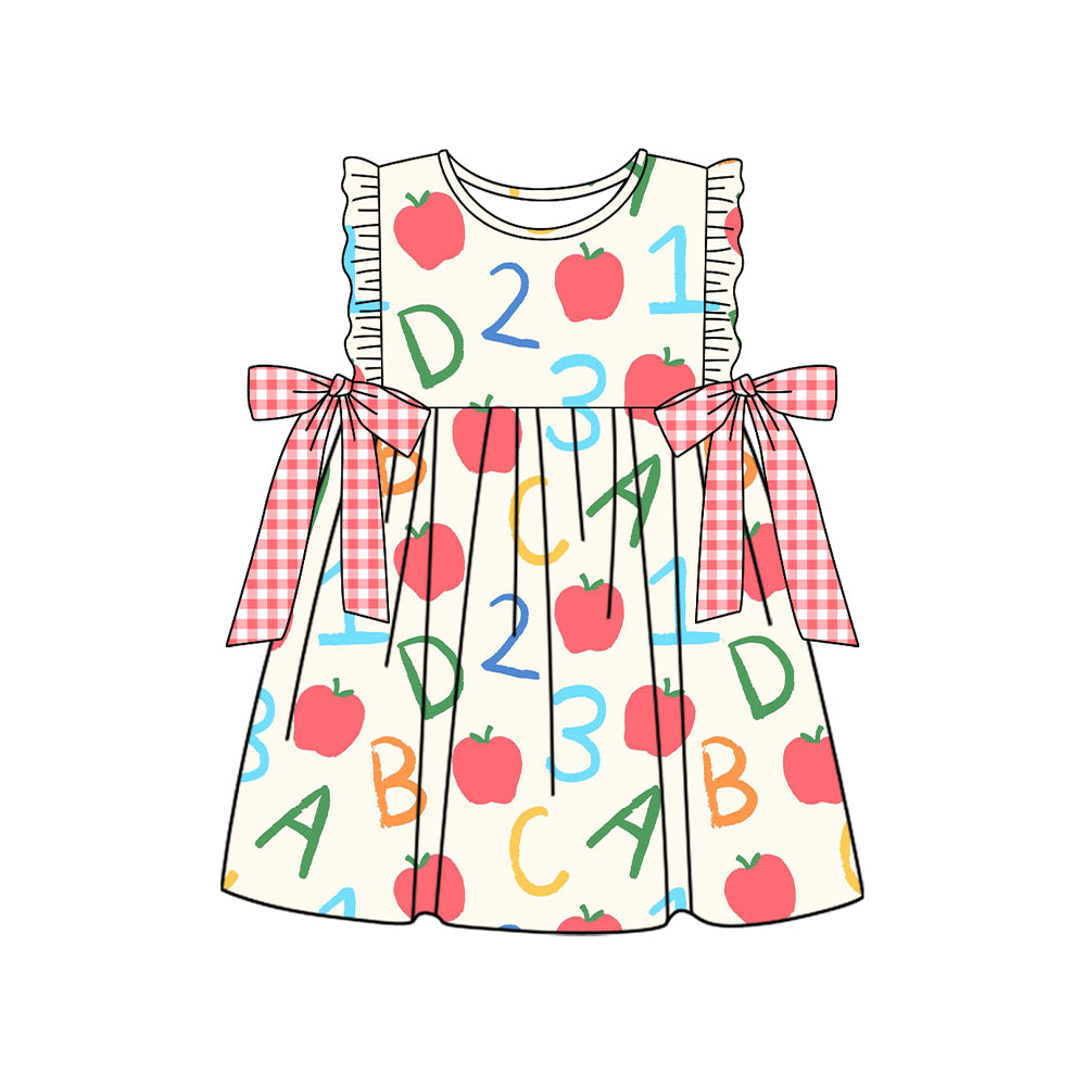 Back to school toddle girls apple print dress preorder