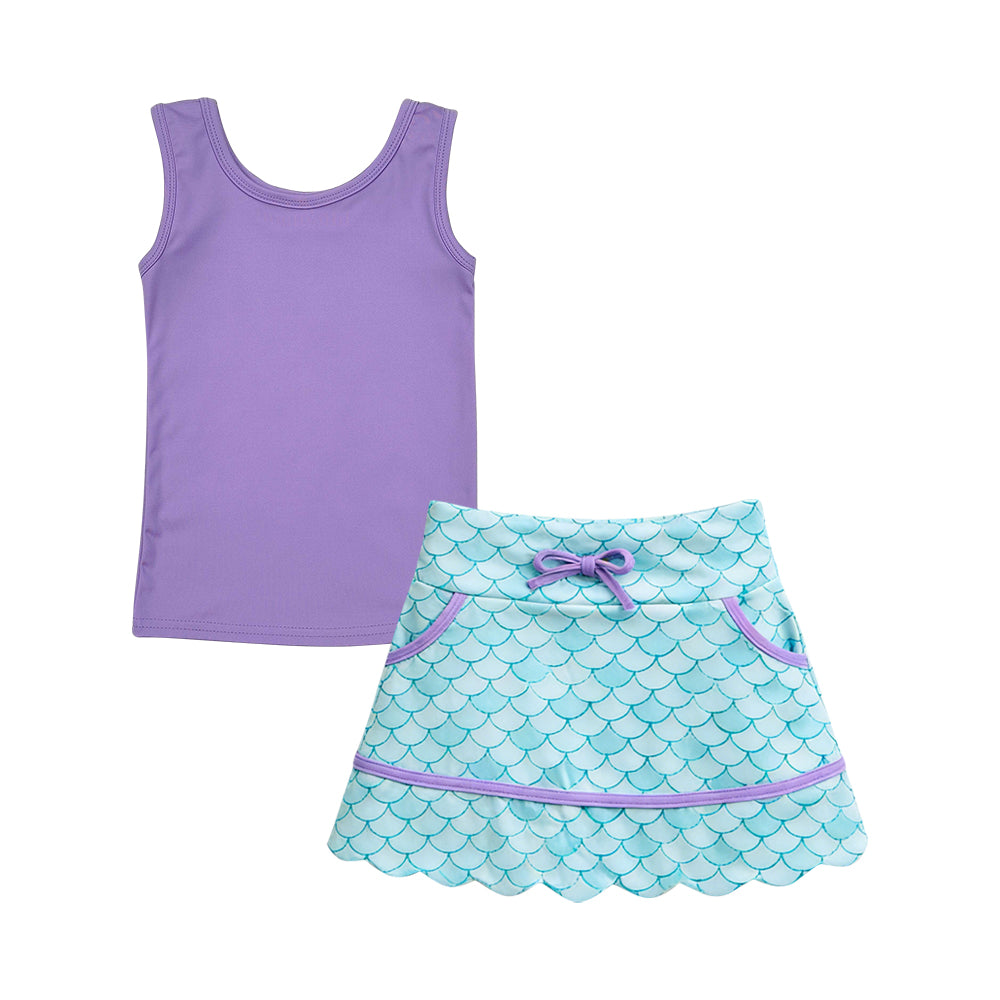 Lavender yoga tank top matching skirts girls outfit preorder