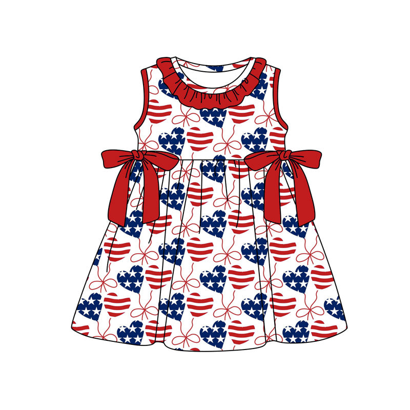 America heart design girls July 4th dress preorder