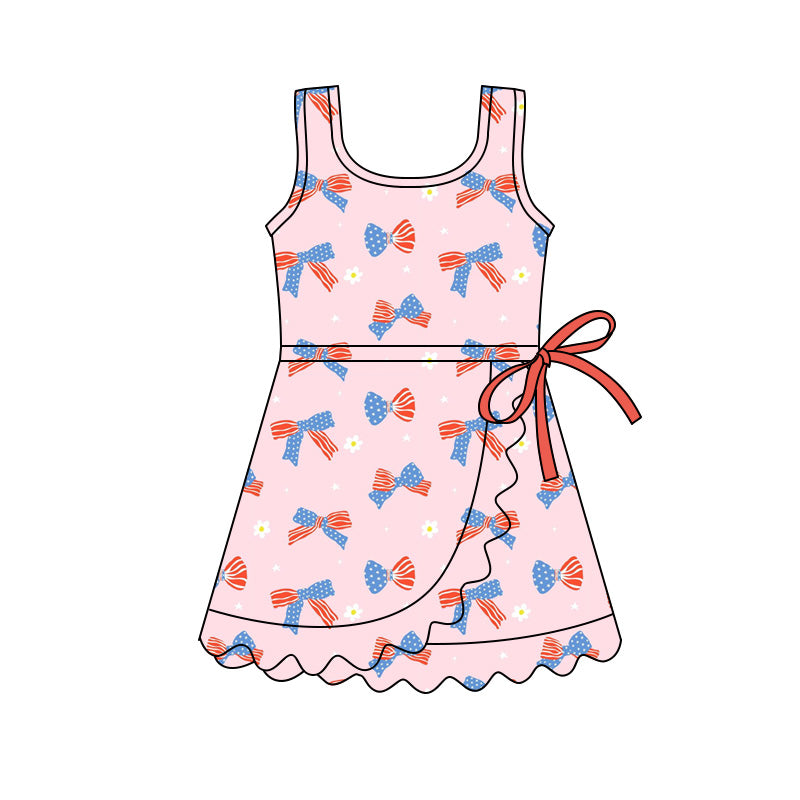 Toddle girls July 4th bow design yoga dress preorder