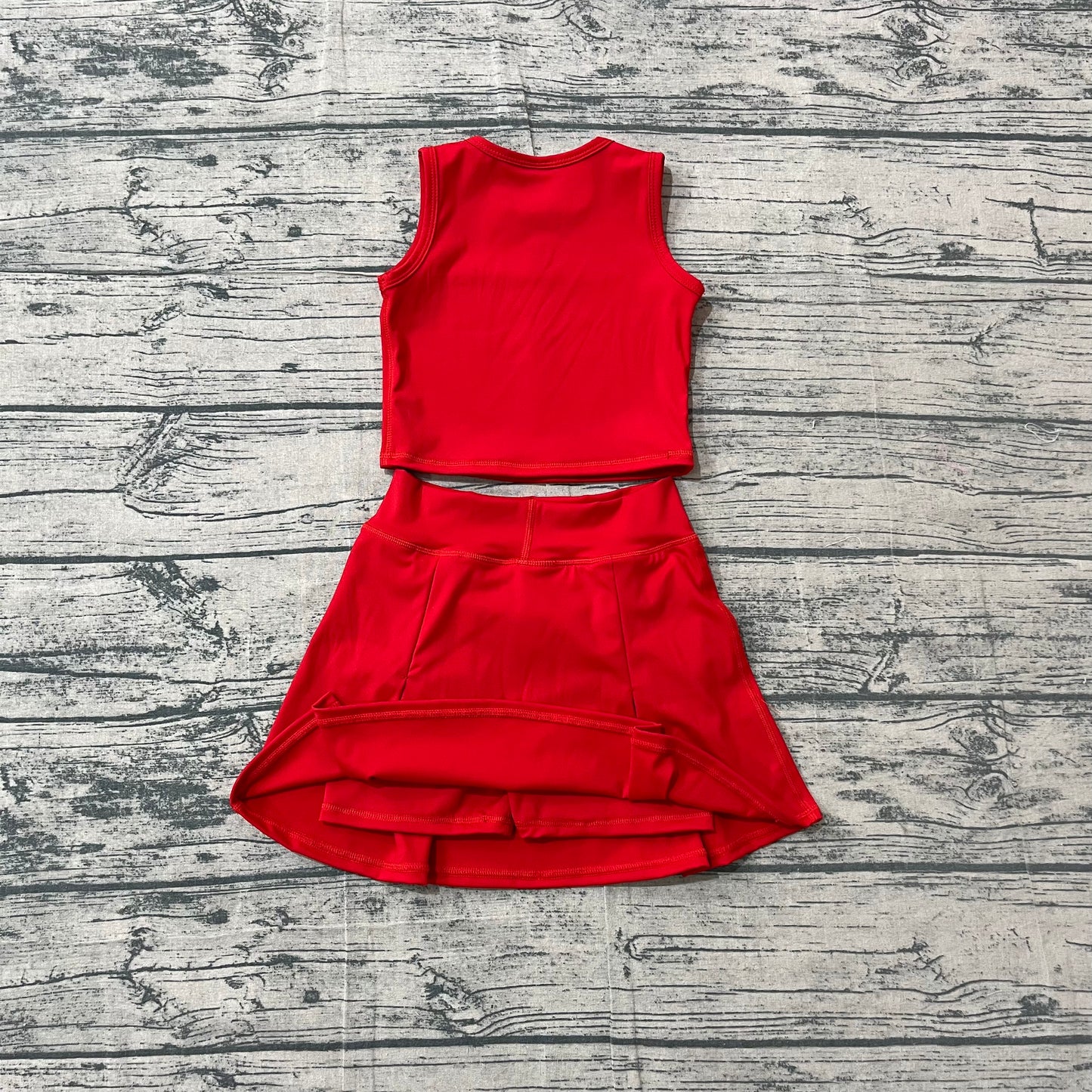 Red tank top matching yoga skirts active wear outfit preorder
