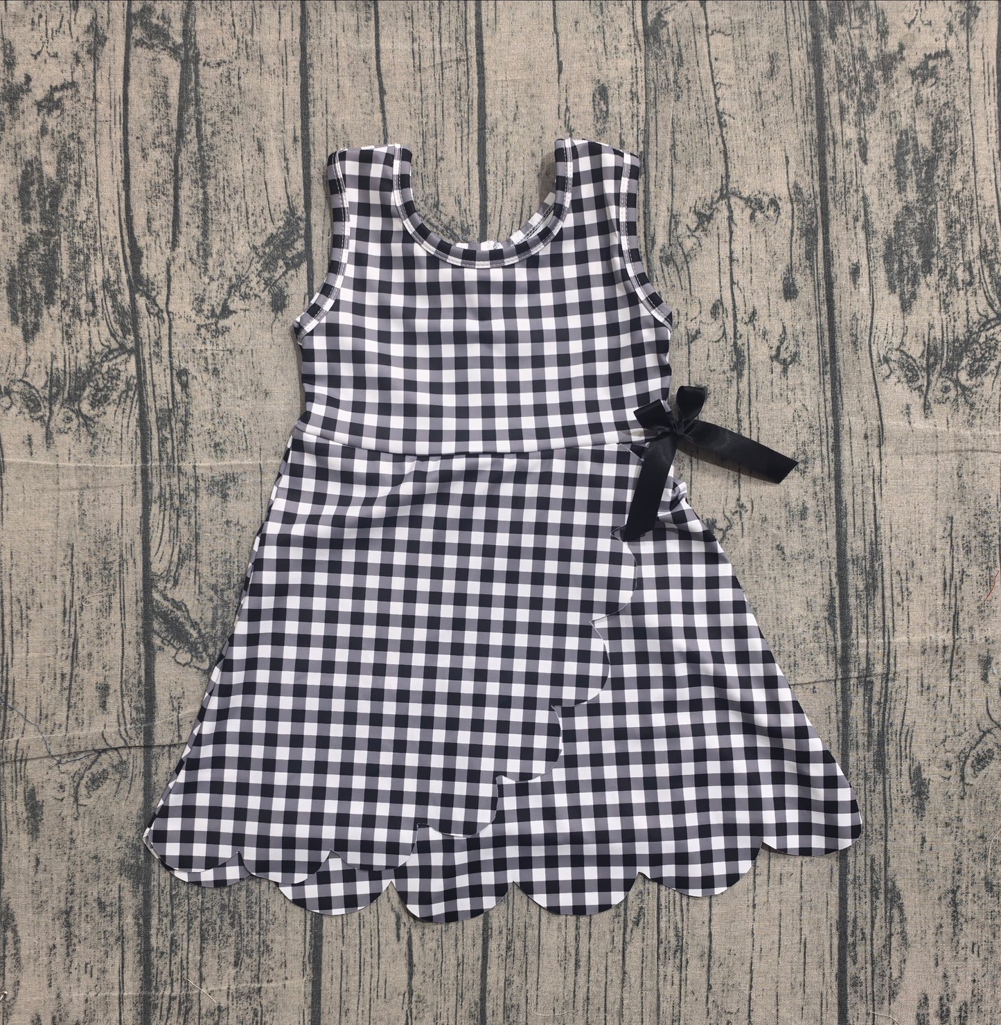 Toddle girls black plaid design yoga dress preorder