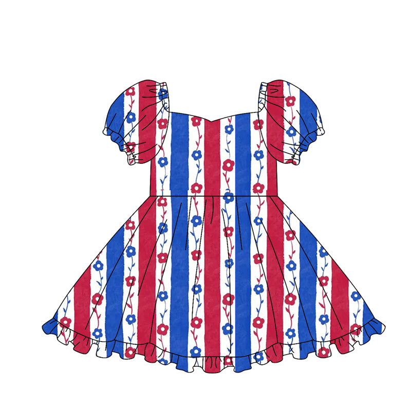 Toddle girls America flowers July 4th design yoga dress preorder