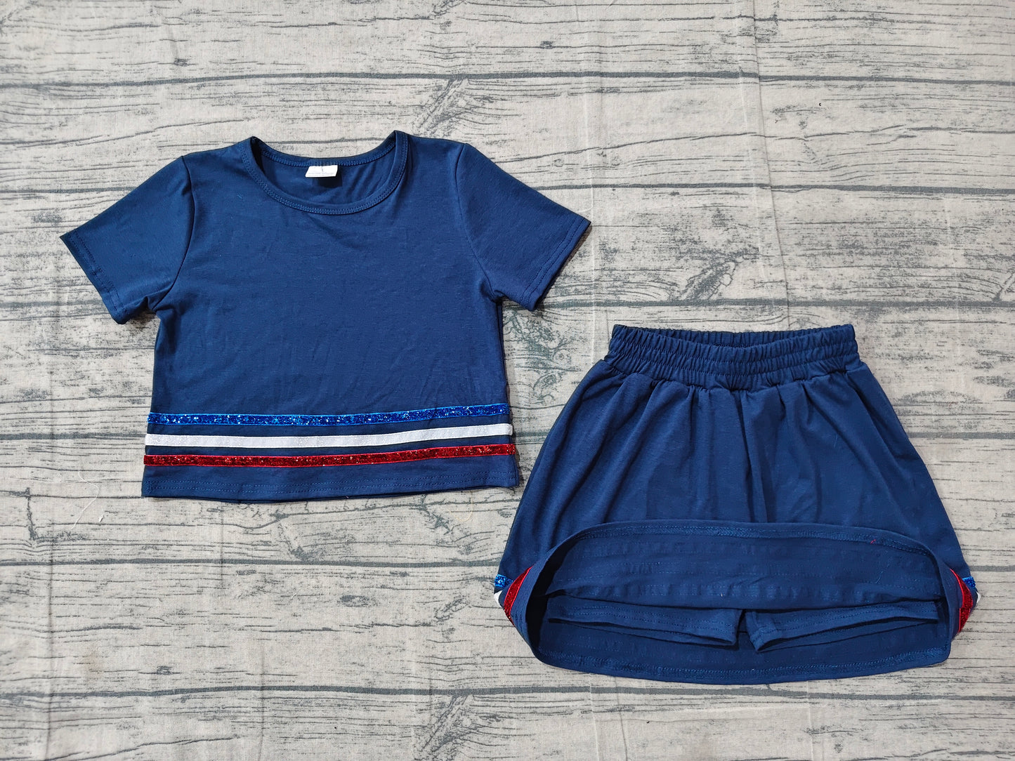 Navy top matching shorts girls summer outfit preorder