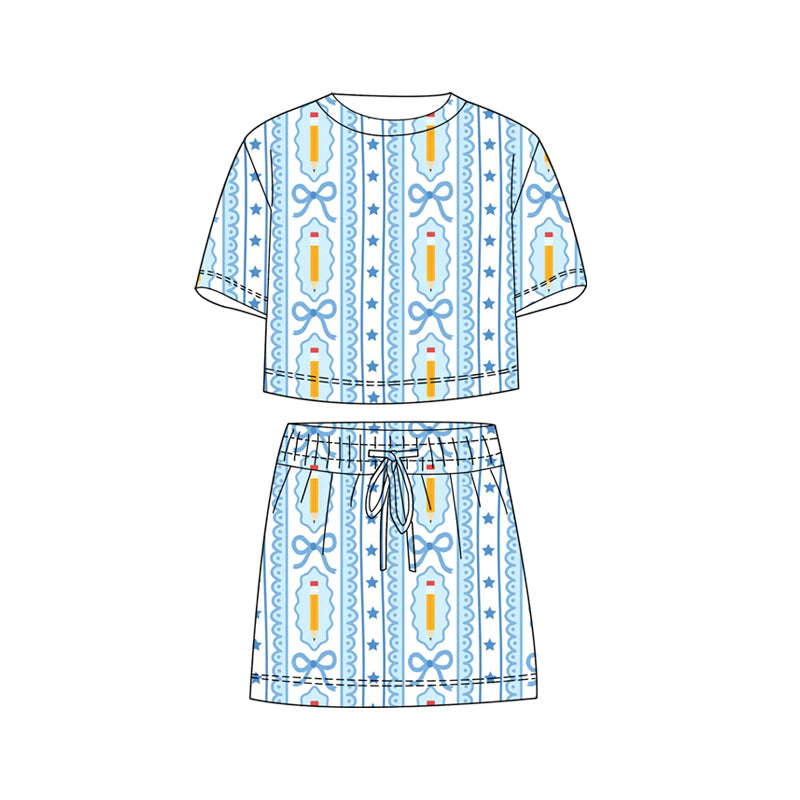 Back to school pencil top matching skirts girls summer outfit preorder