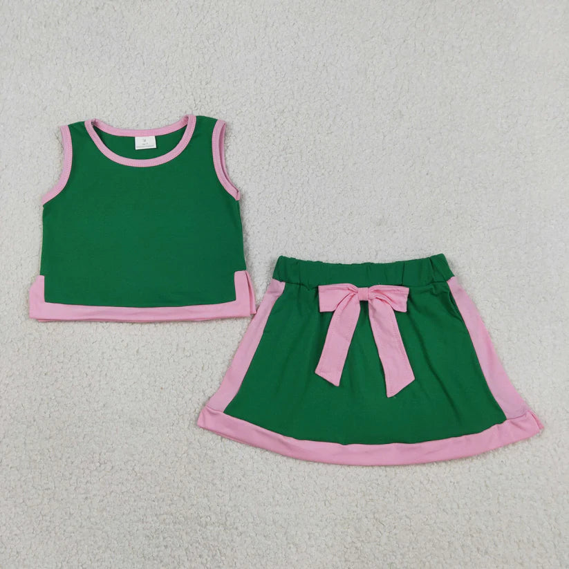 Pink tank top matching shorts girl summer outfit