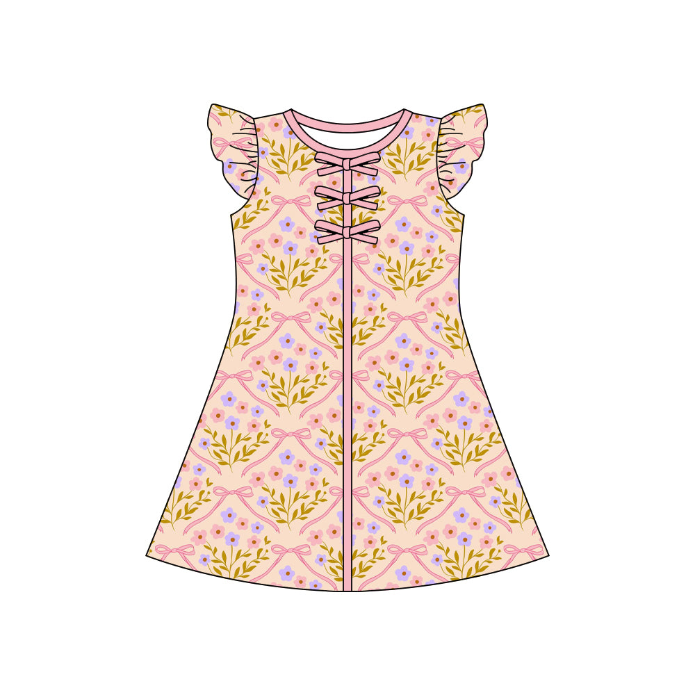 Pink lavender flowers girls summer dress preorder